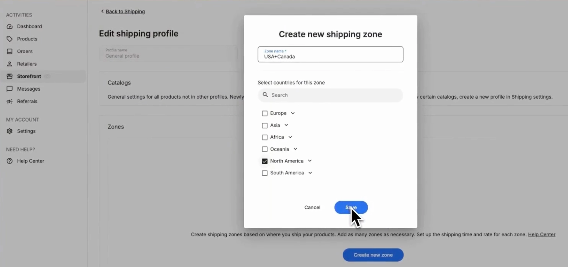 Step 4: Set up Shipping